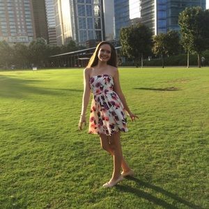 White Floral Dress. Tie around the back.